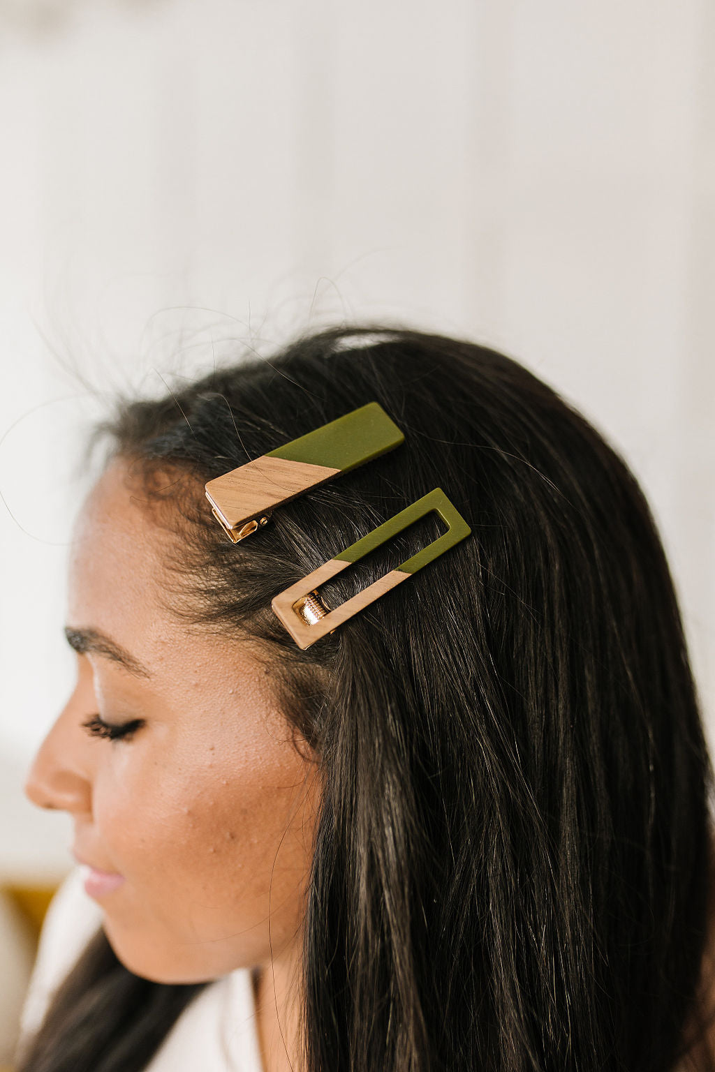 Two Tone Hair Clip Set | Green