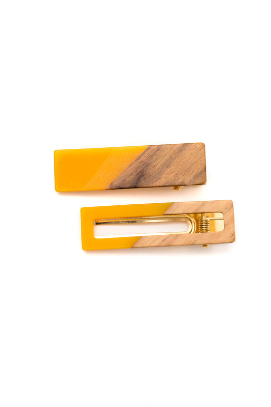 Two Tone Hair Clip Set | Yellow