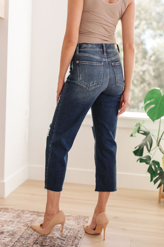 Whitney High-Rise Distressed Wide Leg Crop Jeans | Judy Blue
