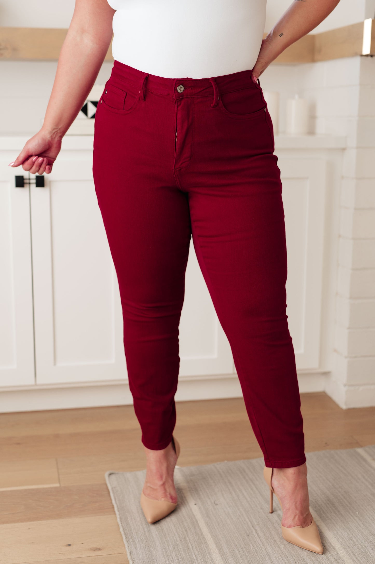 Wanda High-Rise Control Top Skinny Jeans | Scarlet | Judy Blue