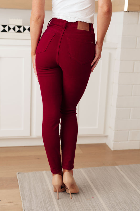 Wanda High-Rise Control Top Skinny Jeans | Scarlet | Judy Blue