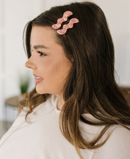 Wavy Clip Set | Pink Pearl