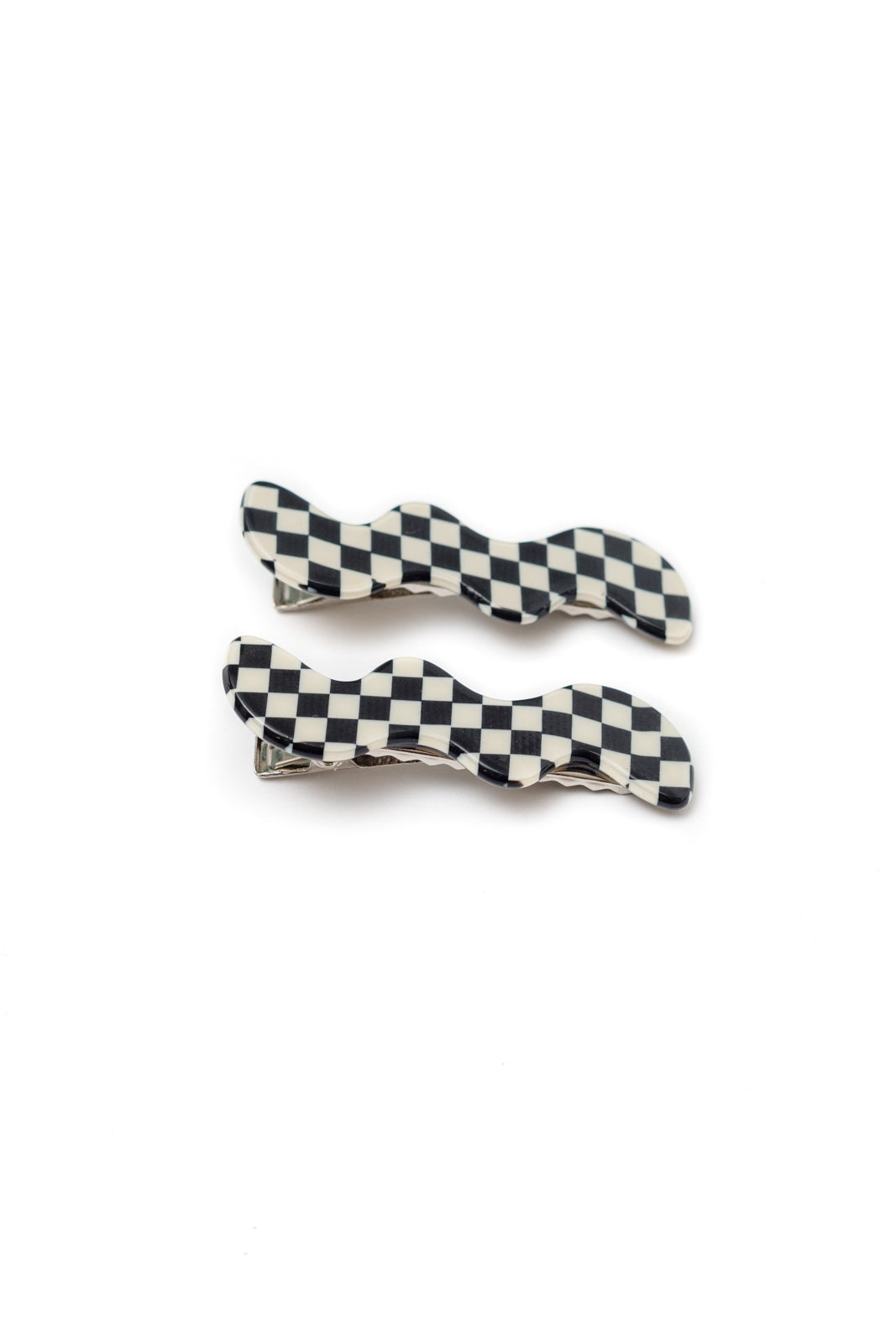 Wavy Clip Set | Checkered Black