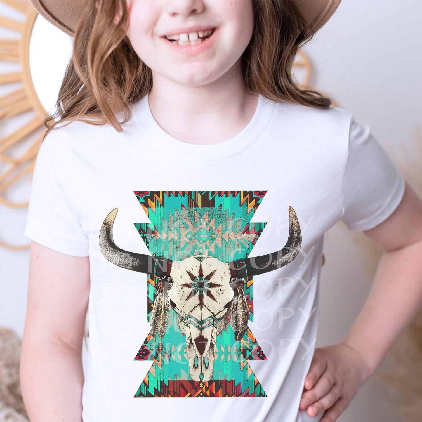 Western Aztec Bull Toddler and Youth Tee - Bella Lia Boutique