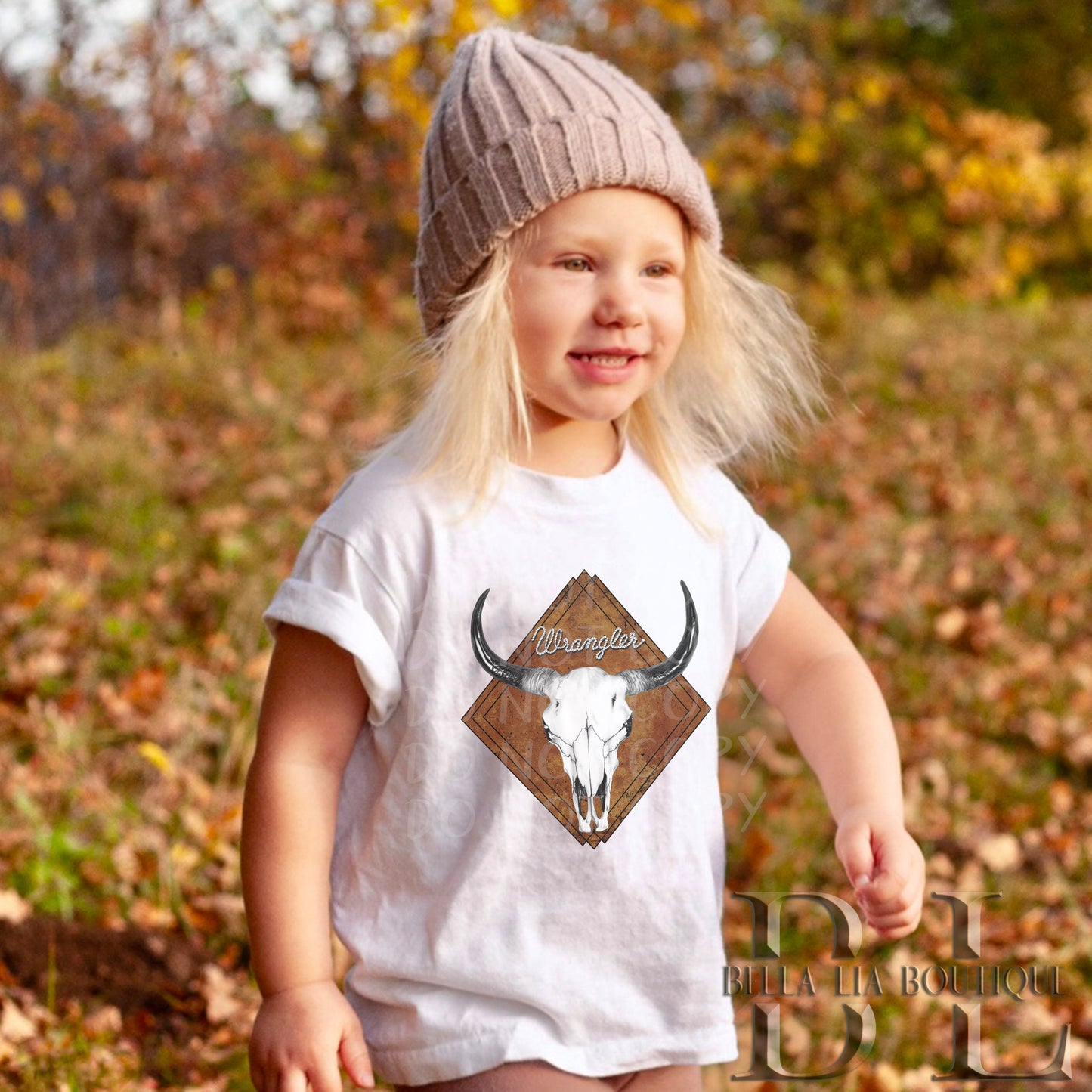 Western Boho Bull Toddler and Youth Tee - Bella Lia Boutique