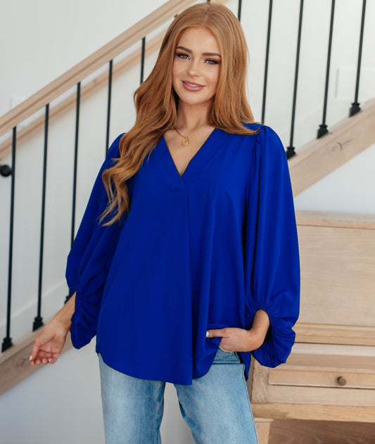 What Do You Say Balloon Sleeve Blouse