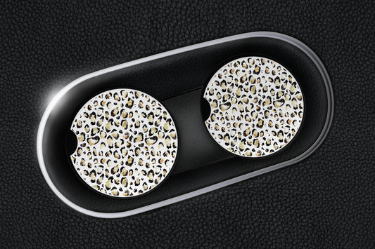 White Leopard (Small Print) Car Coasters - Bella Lia Boutique