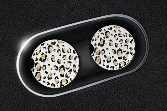 White Leopard (Large Print) Car Coasters - Bella Lia Boutique