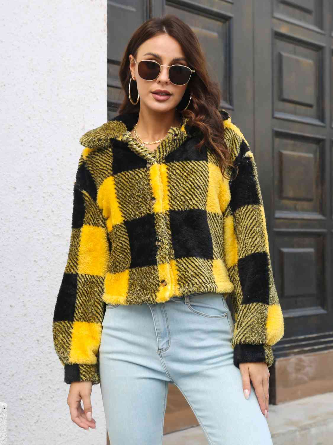 Bumblebee Plaid Buttoned Jacket