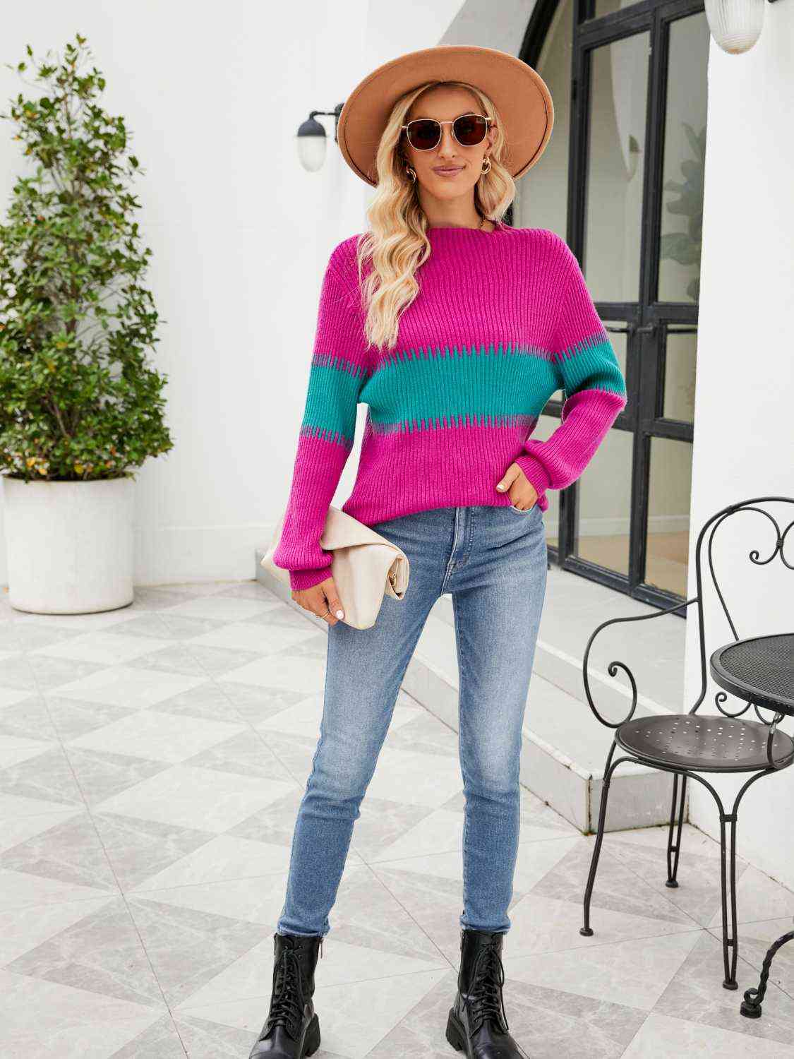 Swipe Right Contrast Sweater