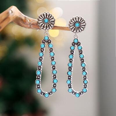 Flower Turquoise Teardrop Earrings