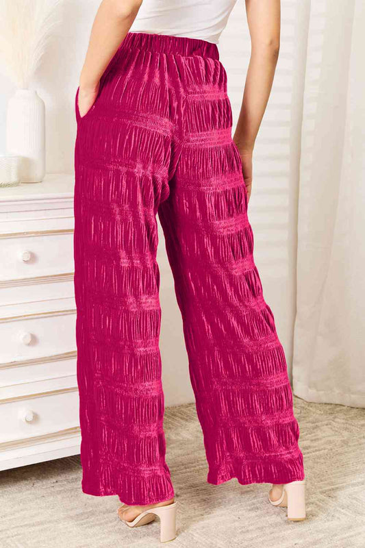 Rose High-Waisted Velvet Wide Leg Pants
