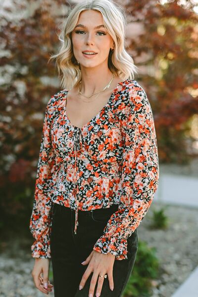 Floral Flounce Peplum Blouse