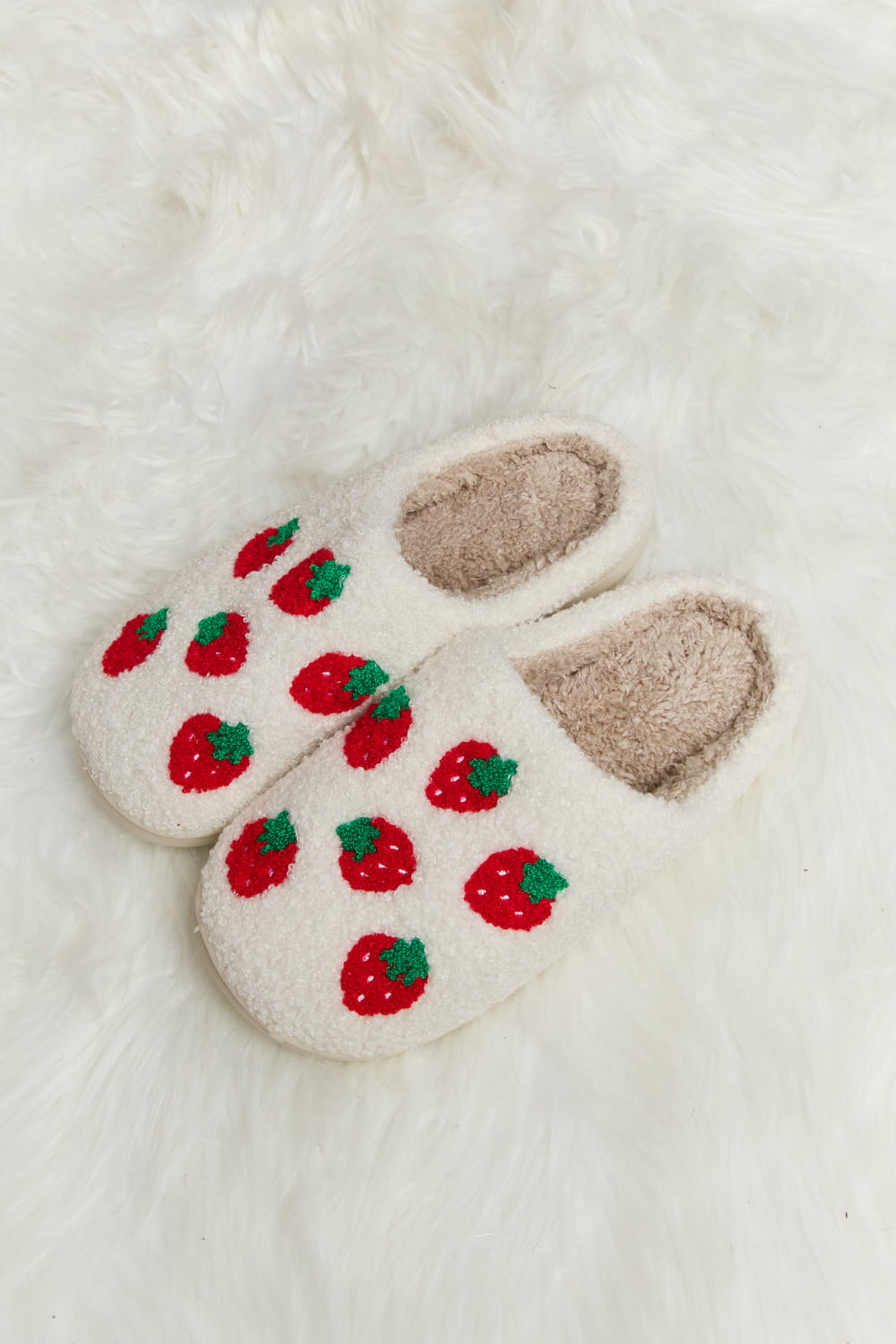 Strawberry Plush Slide Slippers