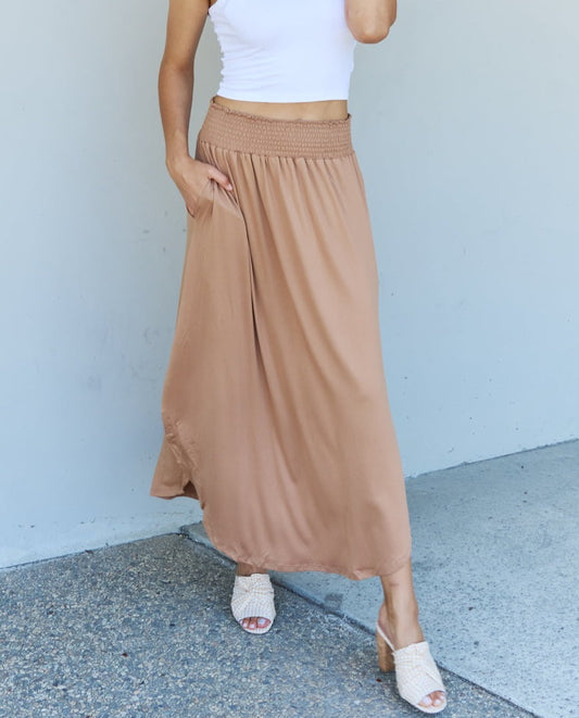 Comfort Princess High Waist Maxi Skirt | Tan