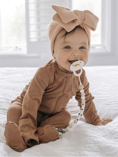 Ribbed Zip-Up Long Sleeve Jumpsuit | Infant