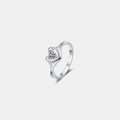 Moissanite Heart Sterling Silver Ring