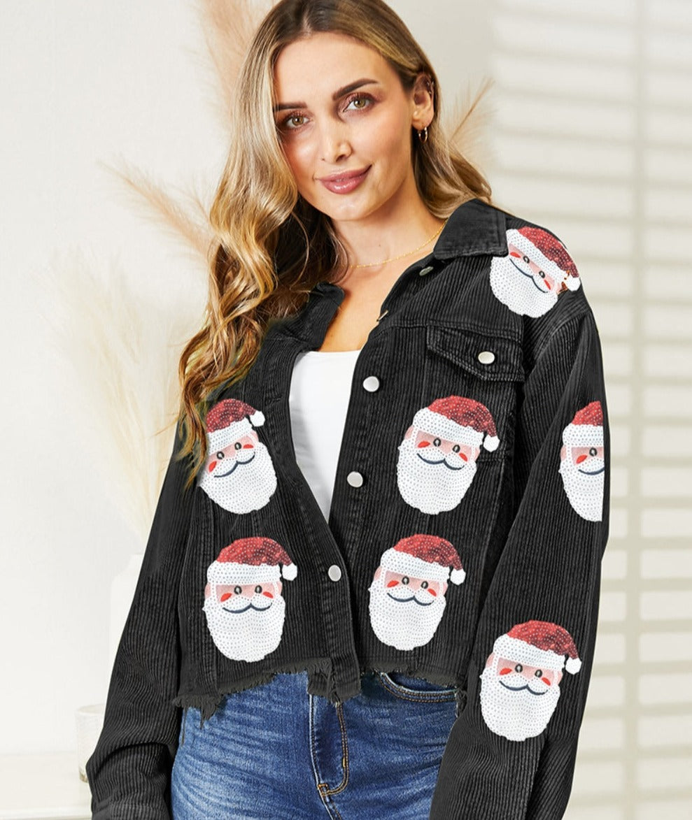 Santa Sequin Raw Hem Jacket