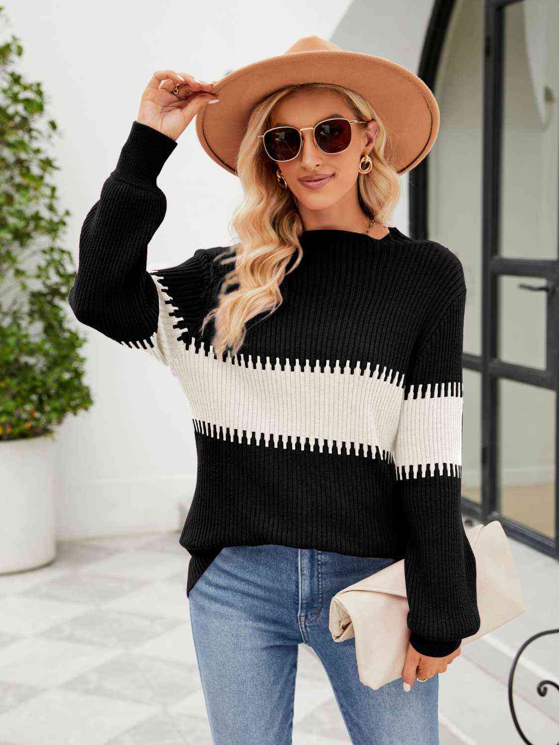 Swipe Right Contrast Sweater