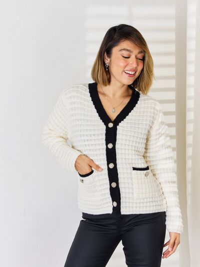 Clean Slate Contrast Button-Up Cardigan