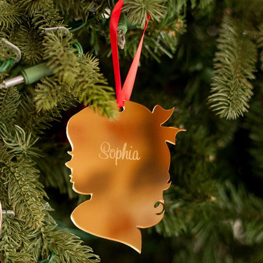 Girl Silhouette Mirrored Acrylic Ornament - Bella Lia Boutique