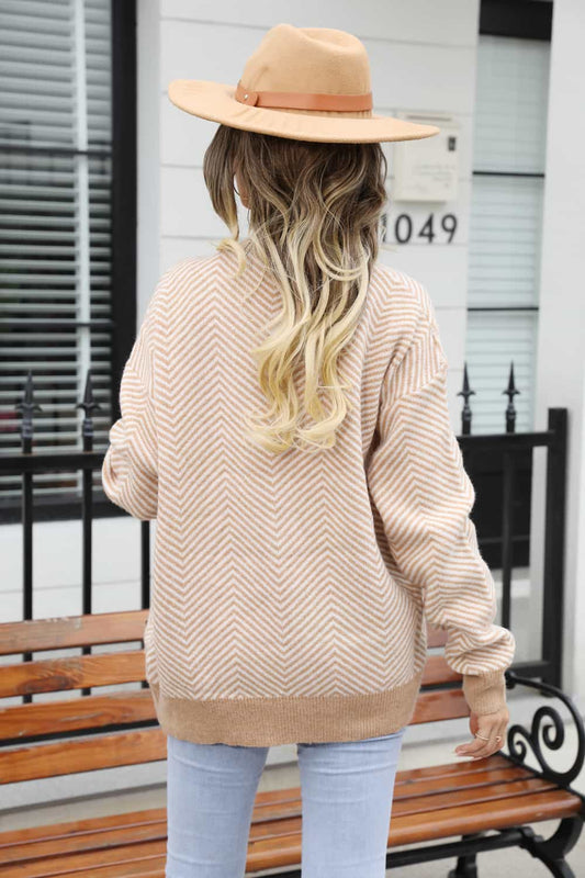 Boho Chic Striped Button-Up Cardigan