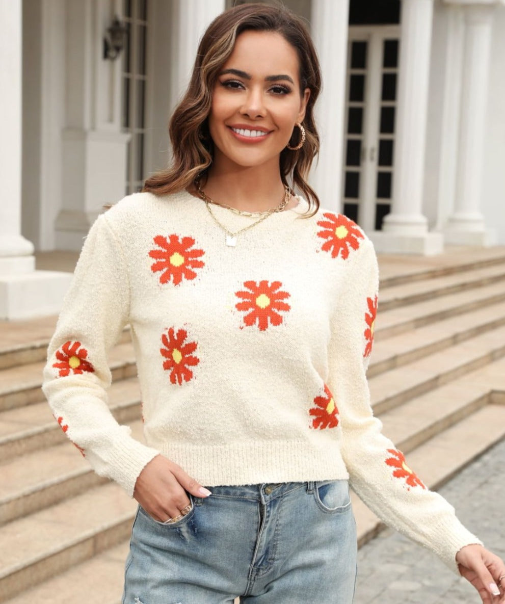 Flower Power Pullover Sweater | Multiple Colors
