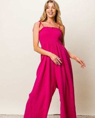 Kristine Smocked Sleeveless Jumpsuit