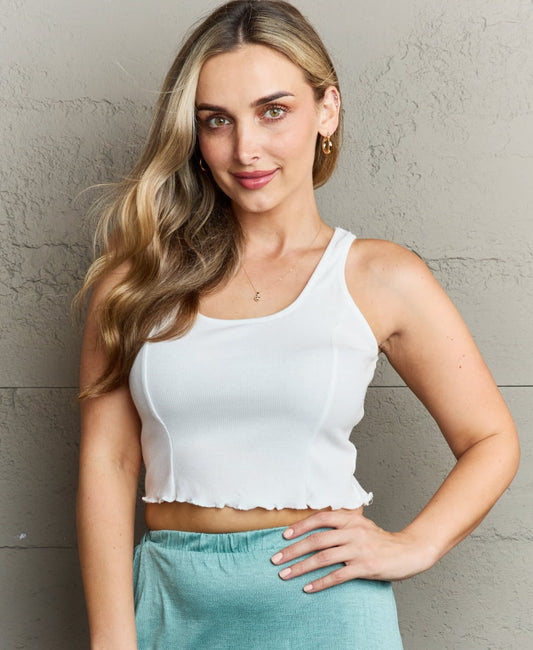 Bow Down Sleeveless Ruffle Crop Top