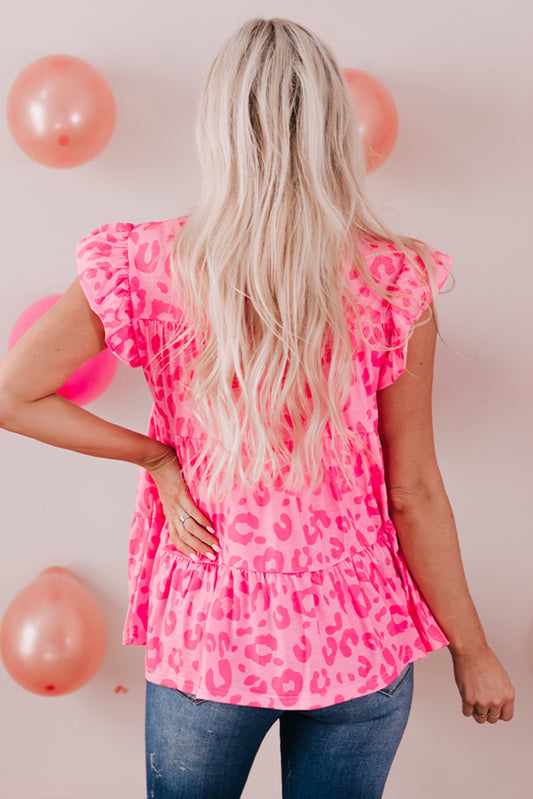 Hot Pink Leopard Tiered Top