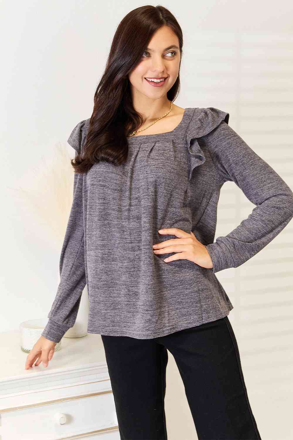 Ruffle Long Sleeve Top