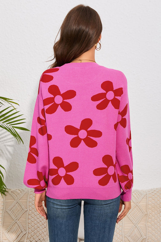 Floral Dropped Shoulder Sweater