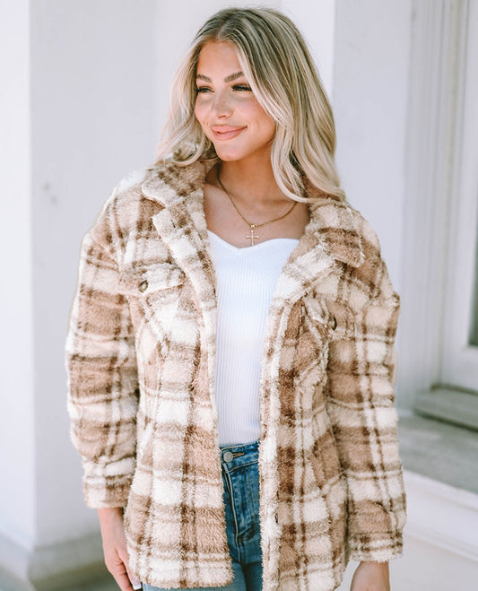 Go Big or Go Home Plaid Collared Jacket