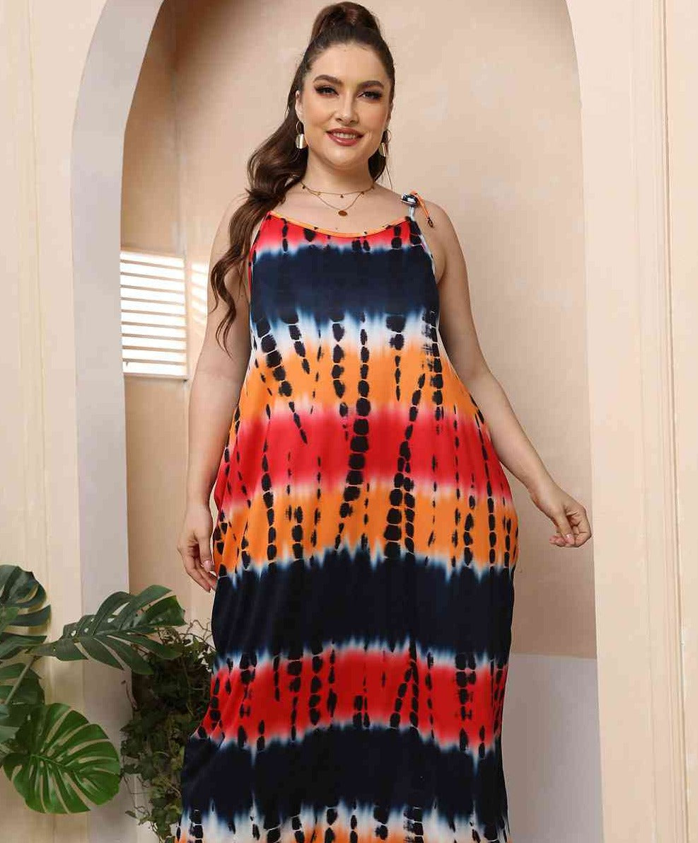 Colors on Colors Tie-Shoulder Maxi Dress | Curvy