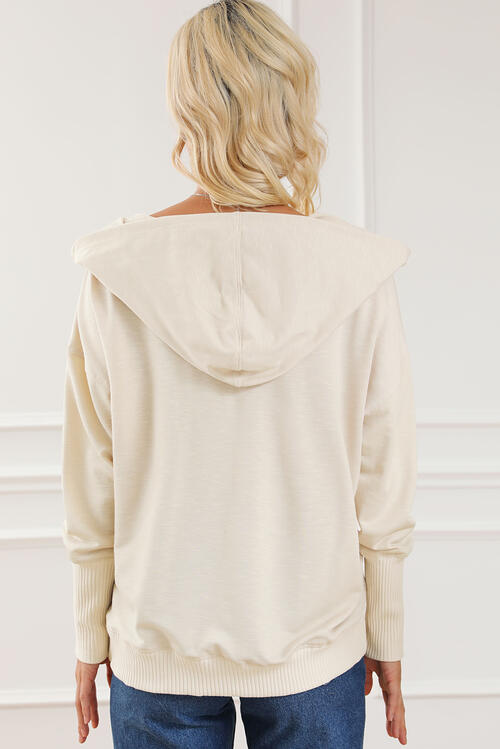 Ivory Half Snap Hoodie