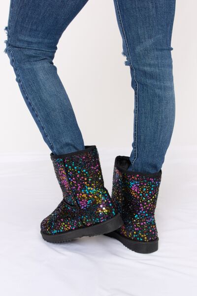 Sequin Thermal Flat Boots