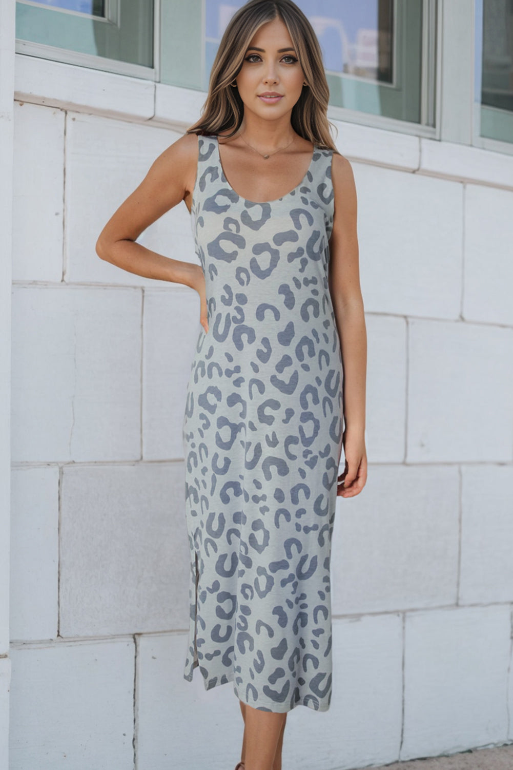 Leopard Sleeveless Midi Dress