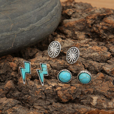 Turquoise Stud Earrings | Set of 3