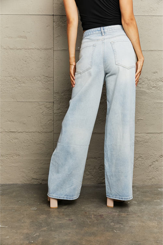 90's Vibes Distressed Wide Leg Jeans