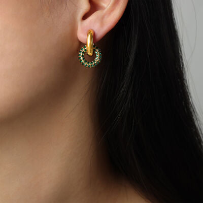 Inlaid Zircon Double Hoop Earrings