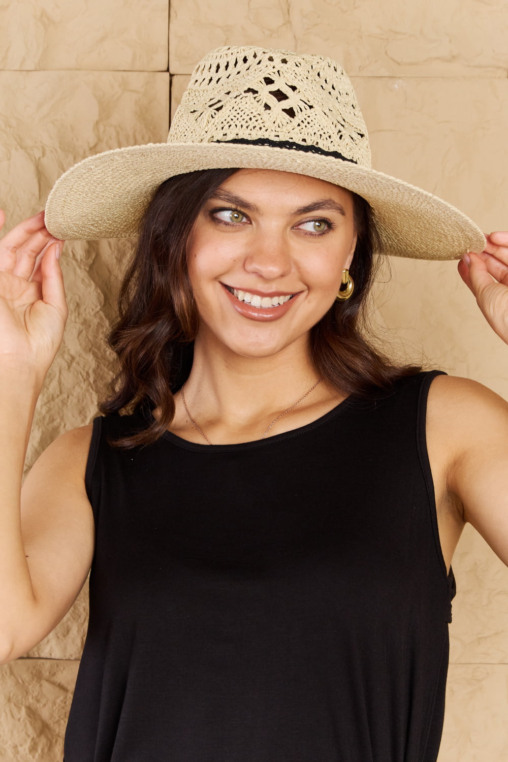 Fight Through It Lace Straw Braided Sun Hat