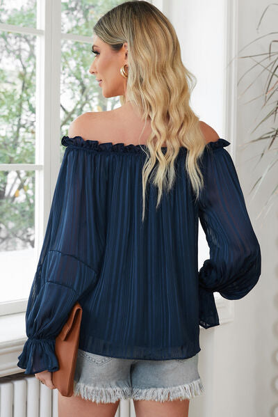 Je T'aime Off-Shoulder Flounce Blouse