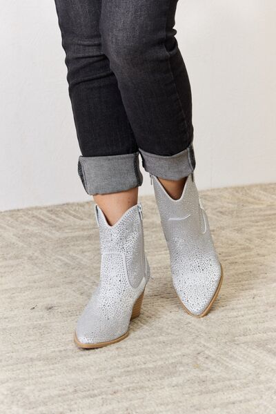 Rhinestone Ankle Cowboy Booties | Clear
