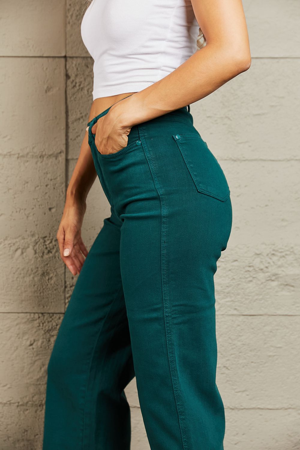 Hailey Tummy Control High Waisted Cropped Wide Leg Jeans | Judy Blue