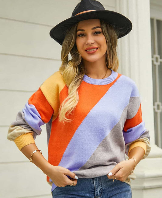 Periwinkle Me Color Block Sweater