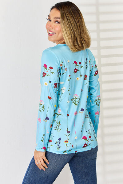 Floral Crisscross Long Sleeve Top