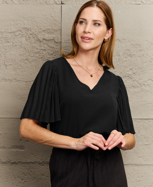 Can't Help Myself V-Neck Flutter Sleeve Blouse