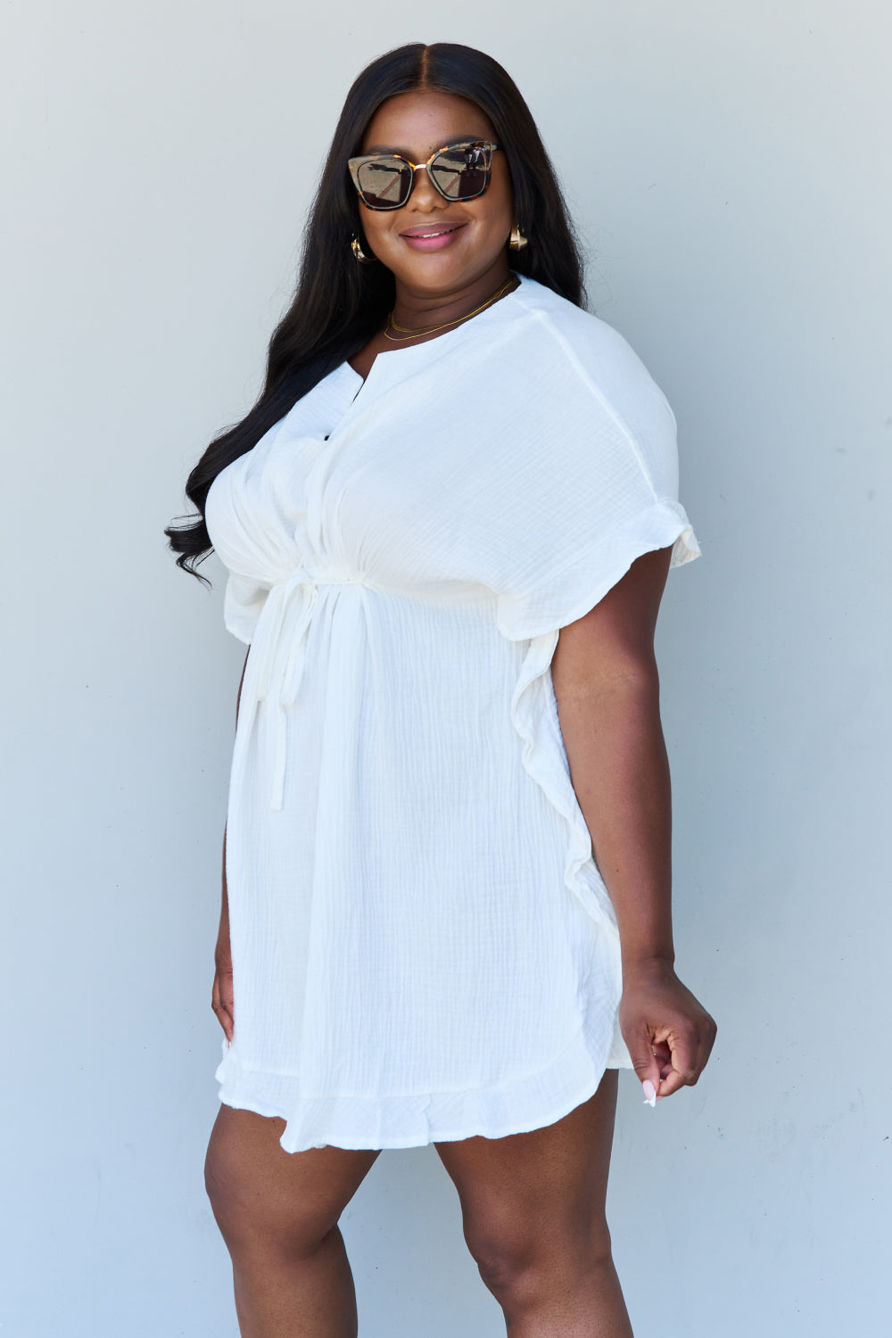 Out Of Time Ruffle Dress | White