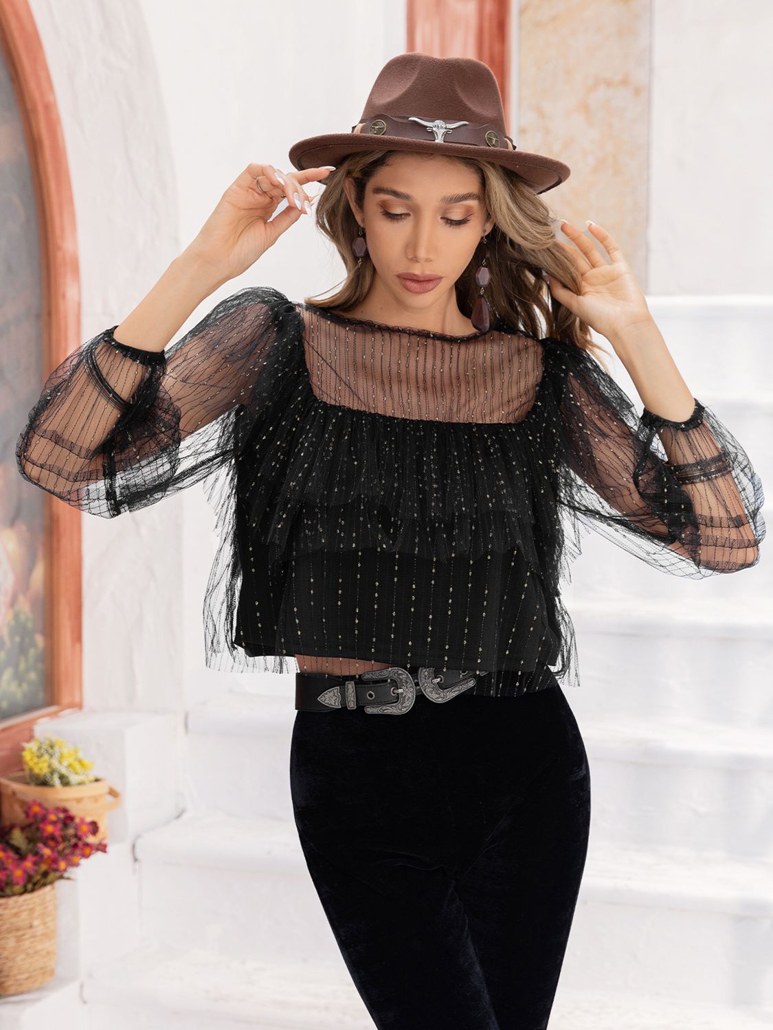 Layered Long Sleeve Blouse