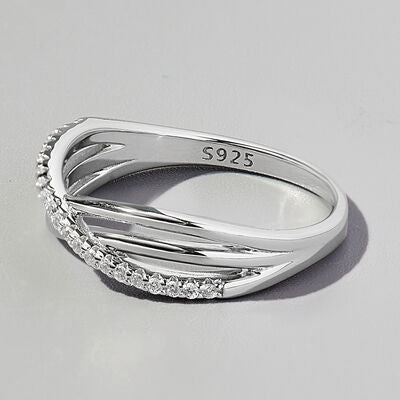 Crisscross Inlaid Sterling Silver Ring